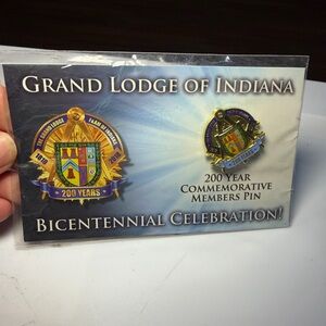 Grand Lodge of Indiana 200th Anniversary Commemorative Members Pin.